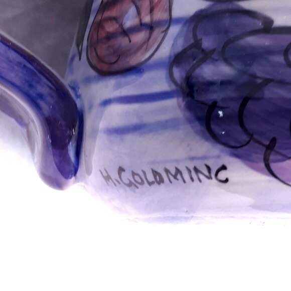 Handpainted Ceramic Fruit Design Coffee Mug With Purple Grapes Pears And Blueber - Picture 7 of 7